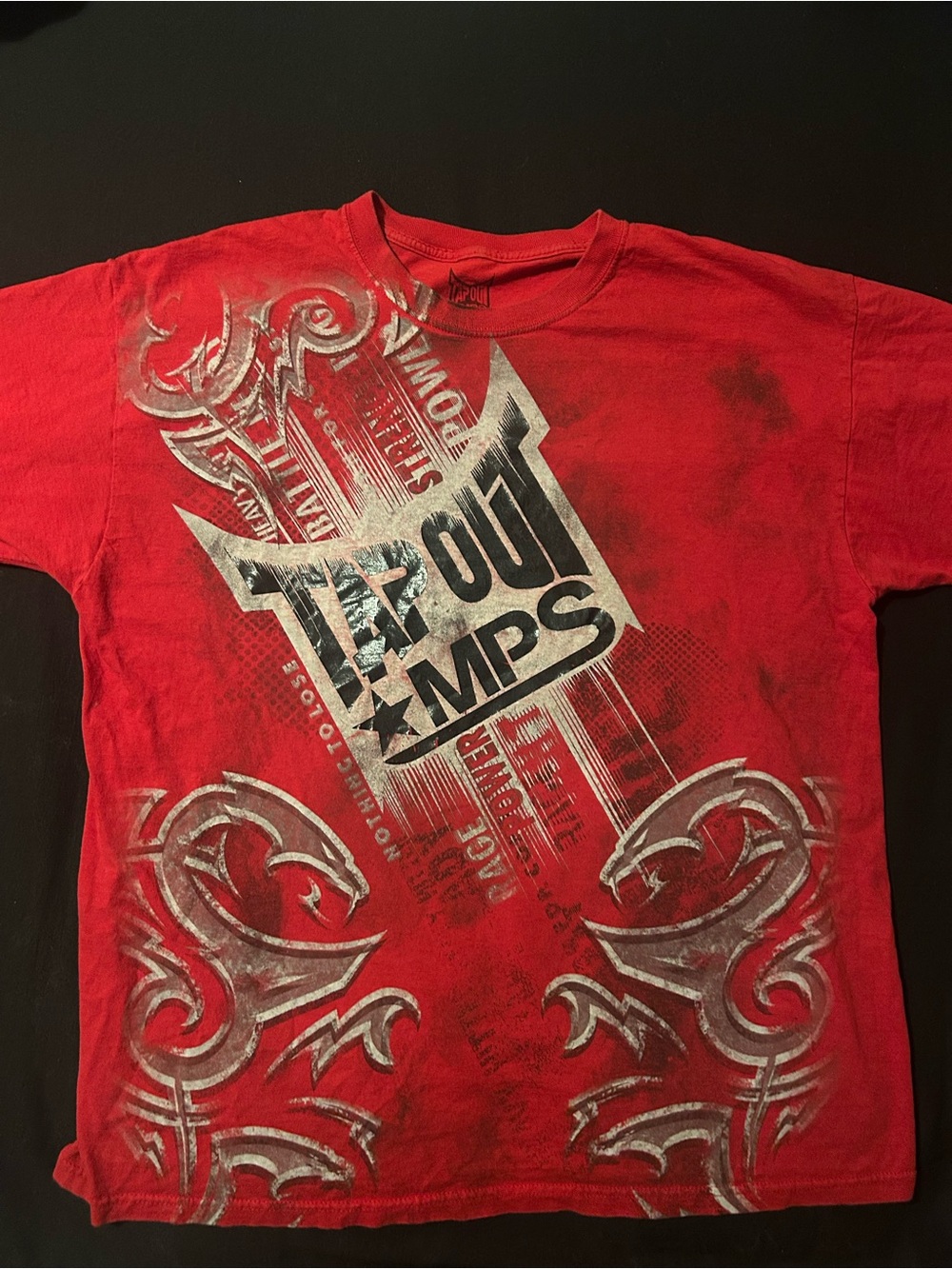 Tapout Red Graphic Tee with Silver and Black Print